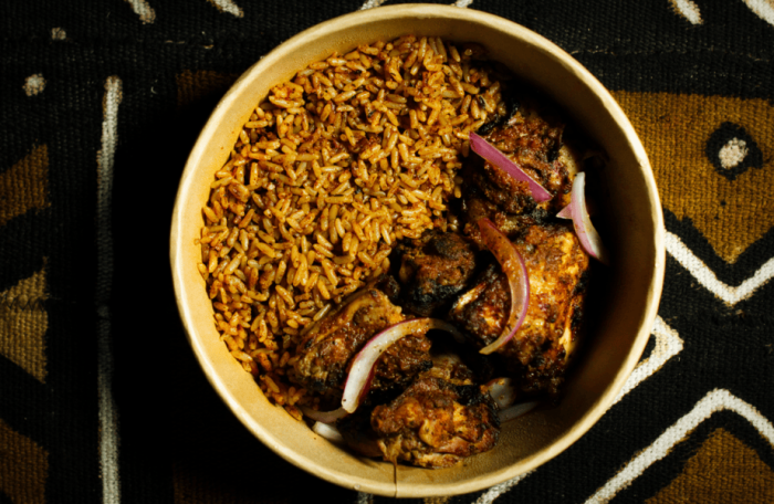 Na Gode (Char Grilled Chicken - Jollof Rice)